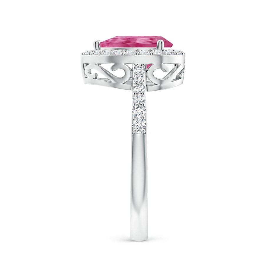 9x6mm AAAA Pear Pink Sapphire Ring with Diamond Halo in P950 Platinum side-2