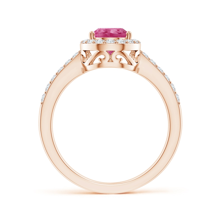 9x6mm AAAA Pear Pink Sapphire Ring with Diamond Halo in Rose Gold side-1
