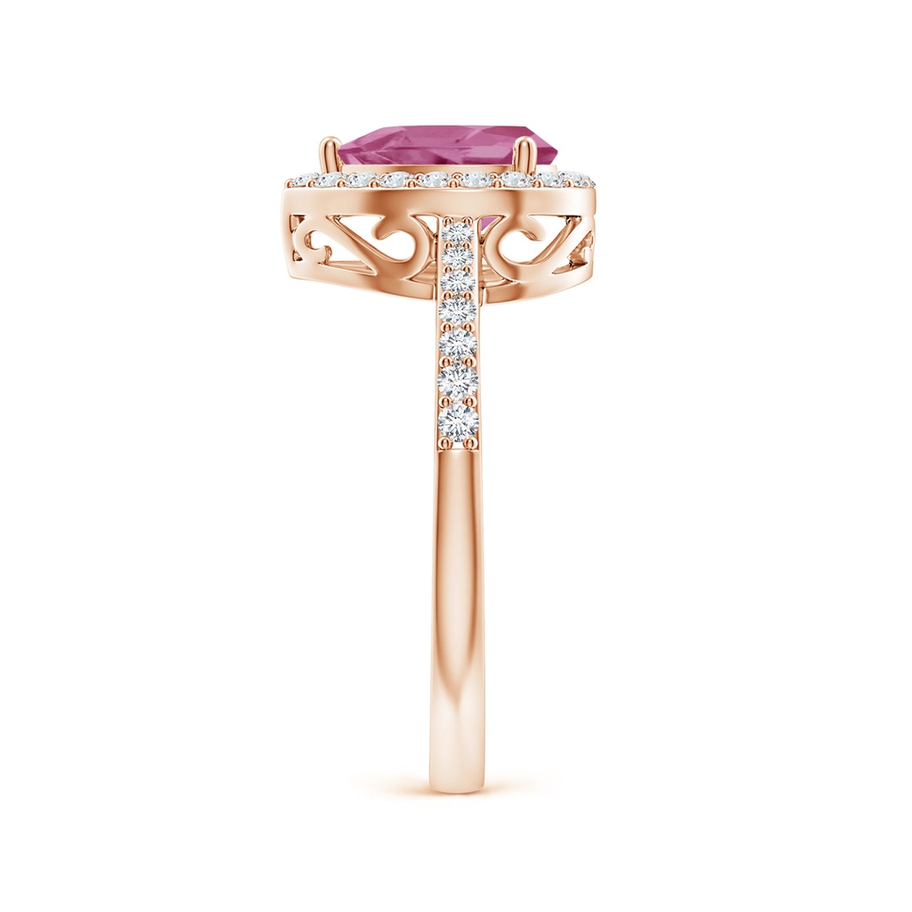 8x6mm AAA Pear Pink Tourmaline Ring with Diamond Halo in Rose Gold Side-2