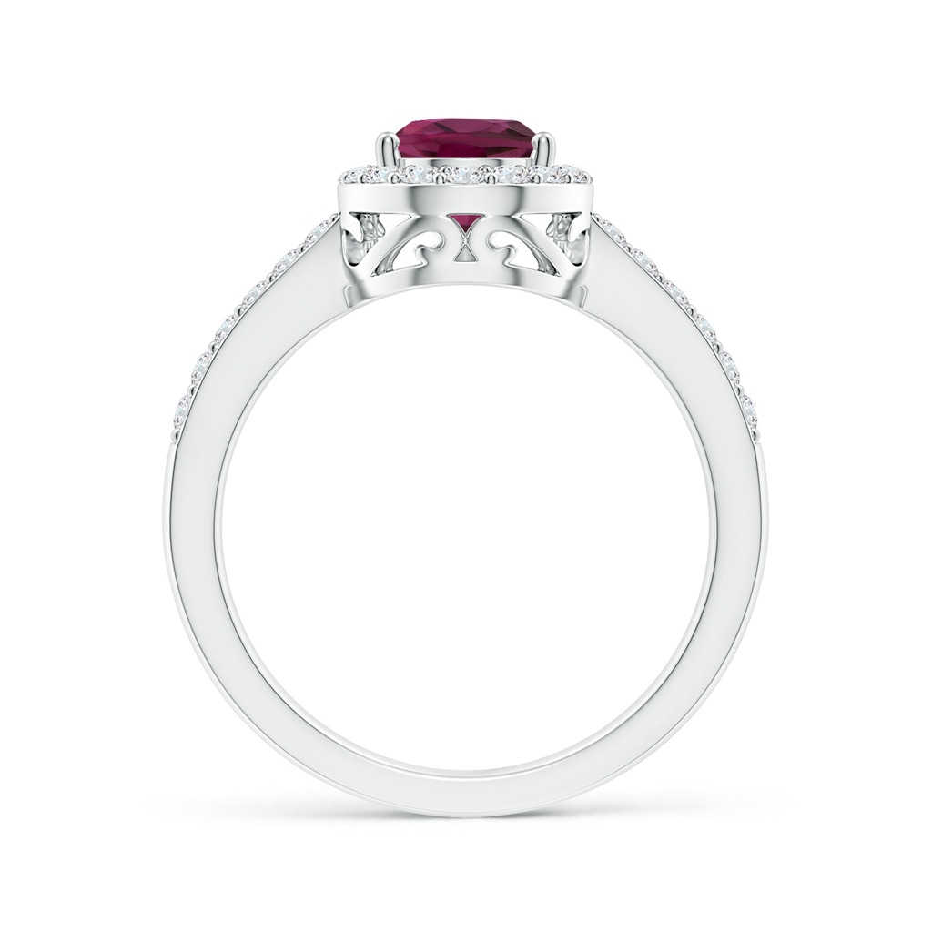 9x6mm AAA Pear Rhodolite Ring with Diamond Halo in White Gold Side 199