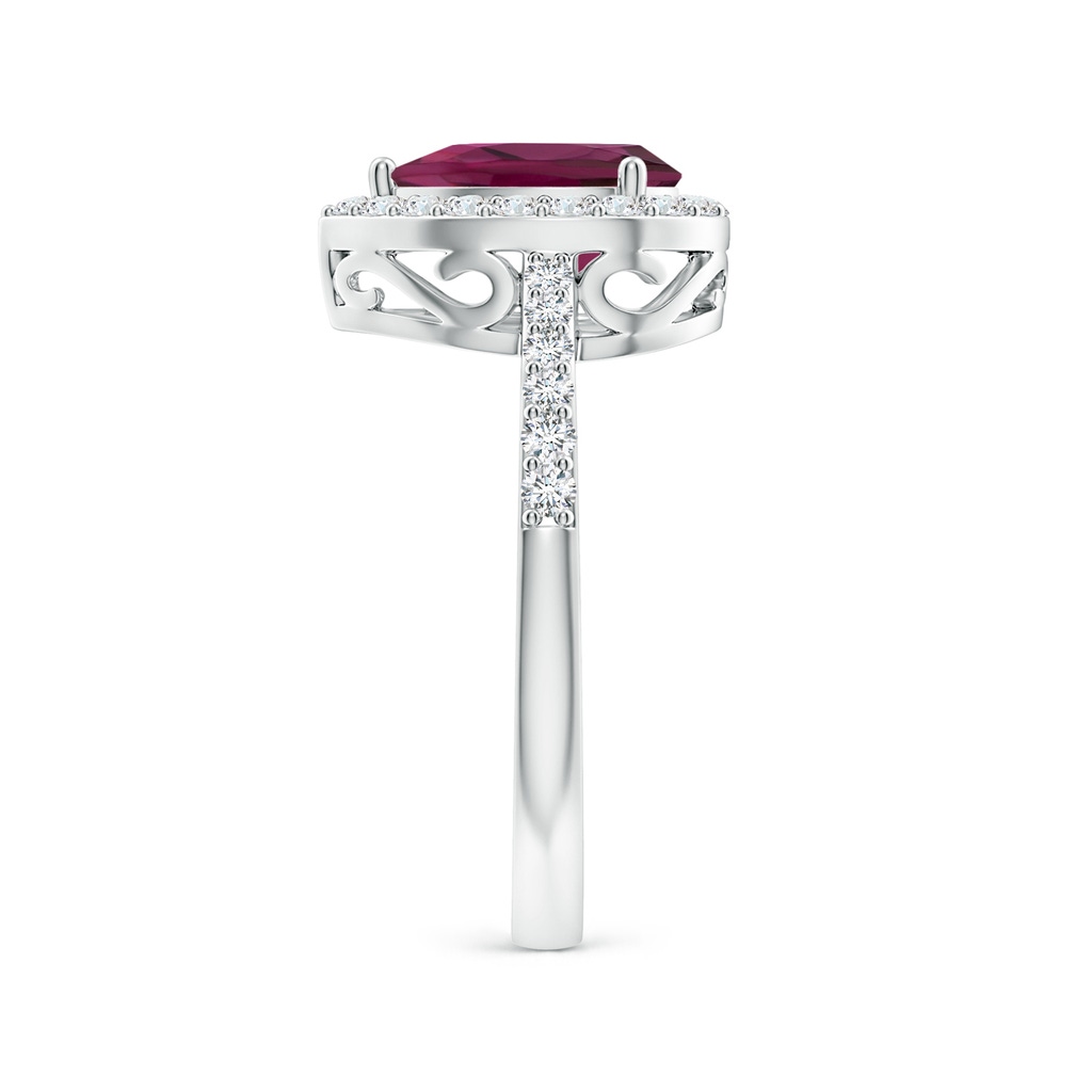 9x6mm AAA Pear Rhodolite Ring with Diamond Halo in White Gold Side 299
