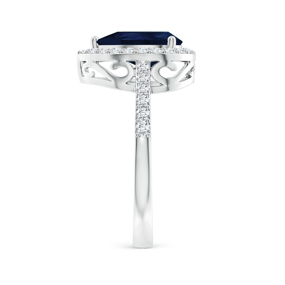 10x8mm A Pear Sapphire Ring with Diamond Halo in P950 Platinum side 299