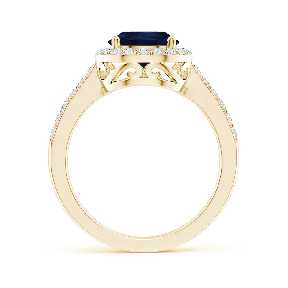 10x8mm A Pear Sapphire Ring with Diamond Halo in Yellow Gold side 199