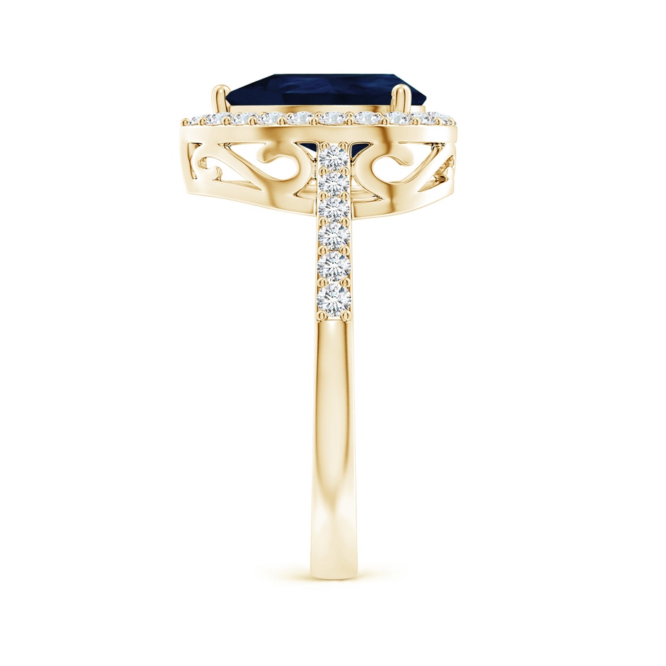 10x8mm A Pear Sapphire Ring with Diamond Halo in Yellow Gold side 299