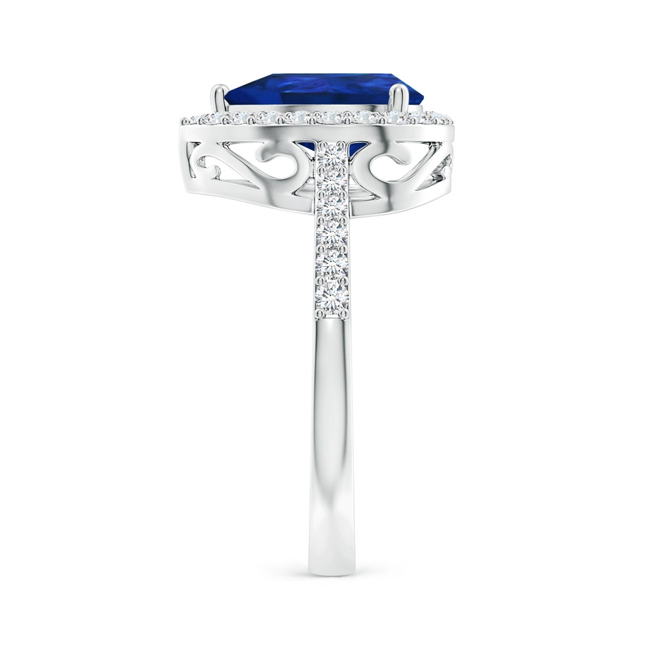 10x8mm AAA Pear Sapphire Ring with Diamond Halo in P950 Platinum side 299