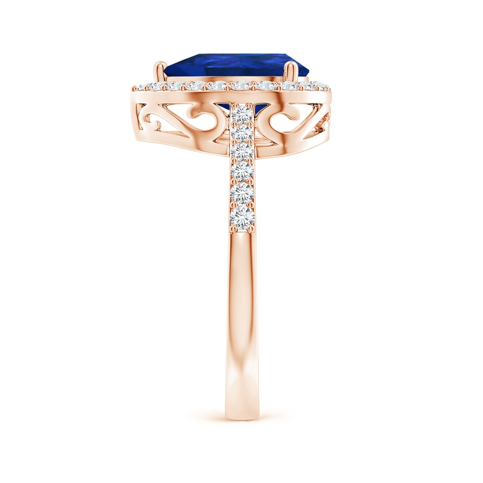 10x8mm AAA Pear Sapphire Ring with Diamond Halo in Rose Gold side 299