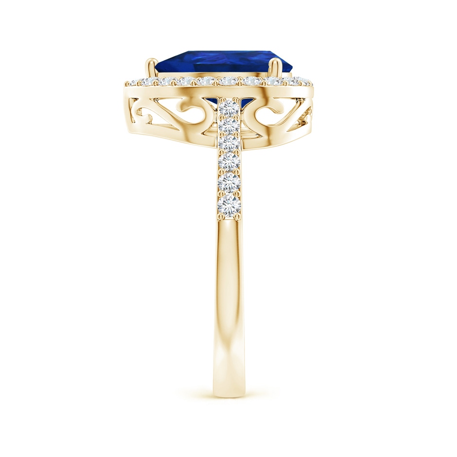 10x8mm AAA Pear Sapphire Ring with Diamond Halo in Yellow Gold side 299