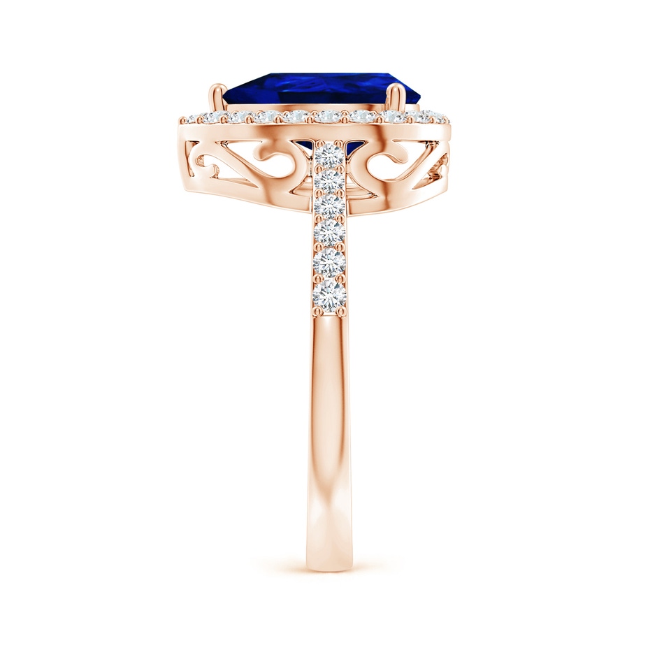 10x8mm AAAA Pear Sapphire Ring with Diamond Halo in Rose Gold side 299