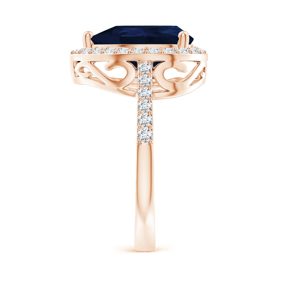 12x10mm A Pear Sapphire Ring with Diamond Halo in Rose Gold side 299