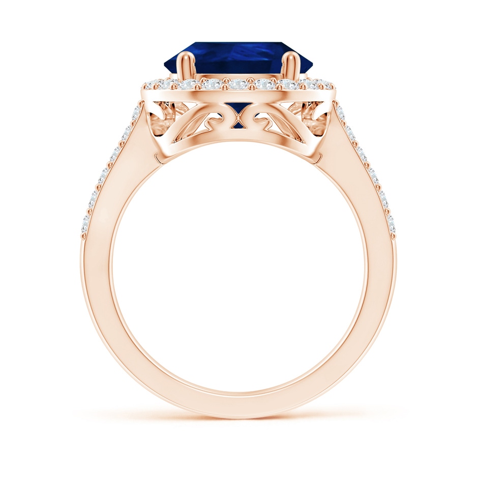 12x10mm AA Pear Sapphire Ring with Diamond Halo in 18K Rose Gold side 199