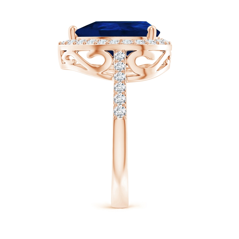 12x10mm AA Pear Sapphire Ring with Diamond Halo in 18K Rose Gold side 299