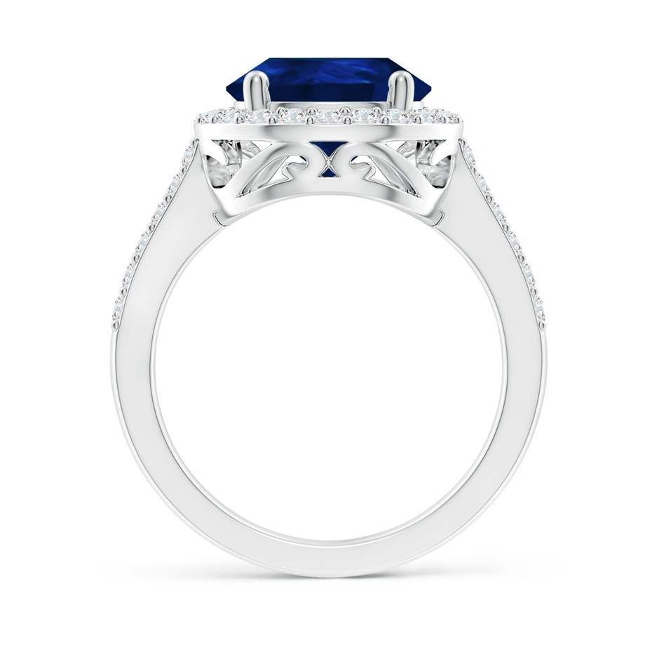 12x10mm AA Pear Sapphire Ring with Diamond Halo in P950 Platinum side 199