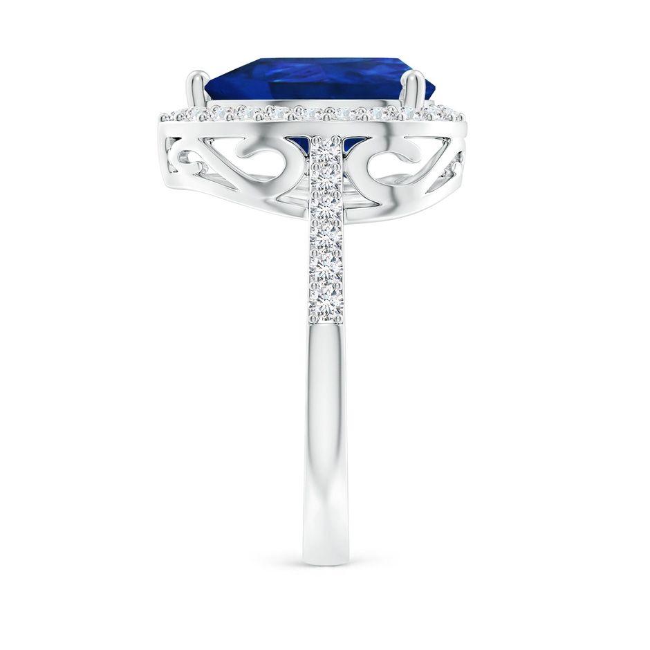12x10mm AAA Pear Sapphire Ring with Diamond Halo in P950 Platinum side 299