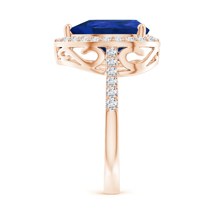 12x10mm AAA Pear Sapphire Ring with Diamond Halo in Rose Gold side 299