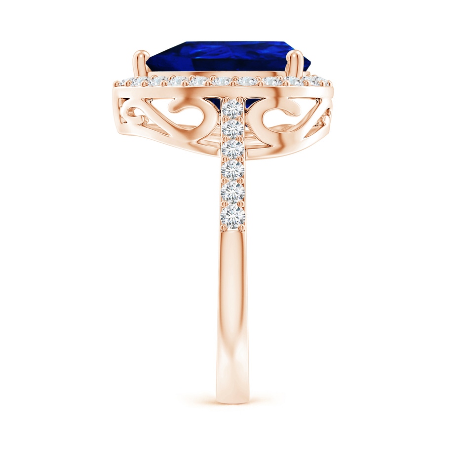 12x10mm AAAA Pear Sapphire Ring with Diamond Halo in Rose Gold side 299