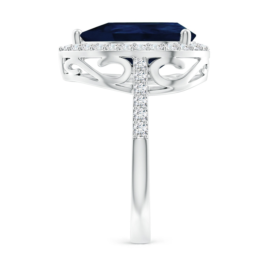 14x10mm A Pear Sapphire Ring with Diamond Halo in P950 Platinum side 299