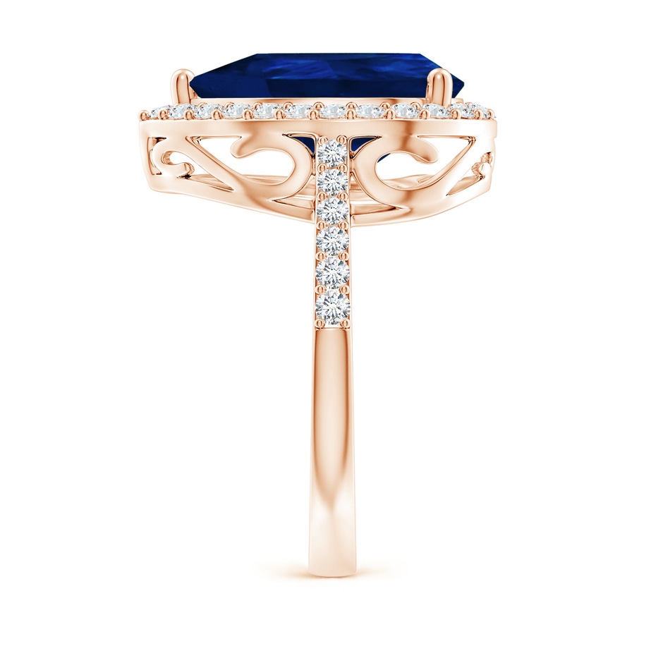 14x10mm AA Pear Sapphire Ring with Diamond Halo in Rose Gold side 299