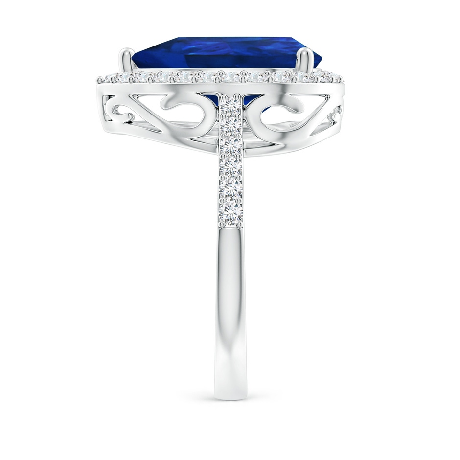 14x10mm AAA Pear Sapphire Ring with Diamond Halo in P950 Platinum side 299