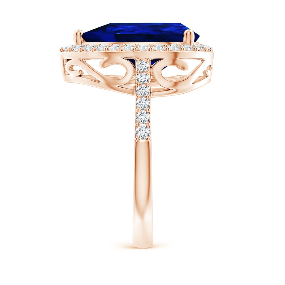 14x10mm AAAA Pear Sapphire Ring with Diamond Halo in 18K Rose Gold side 299