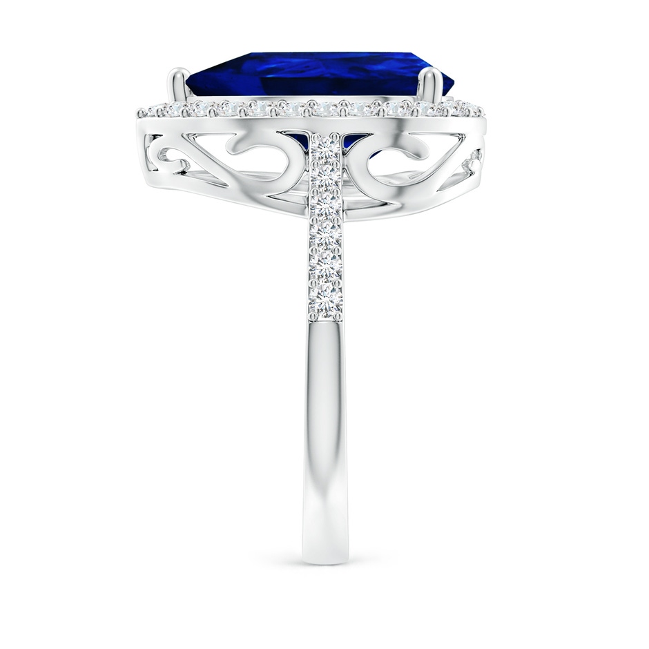 14x10mm AAAA Pear Sapphire Ring with Diamond Halo in P950 Platinum side 299