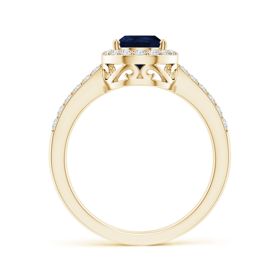 9x6mm A Pear Sapphire Ring with Diamond Halo in Yellow Gold side 199