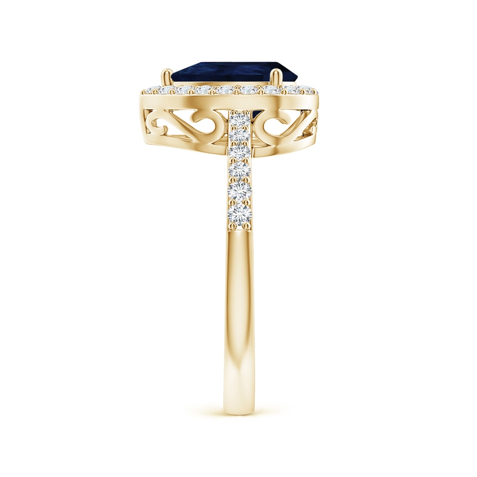 9x6mm A Pear Sapphire Ring with Diamond Halo in Yellow Gold side 299