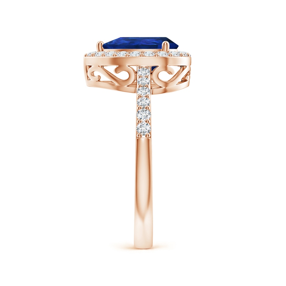 9x6mm AAA Pear Sapphire Ring with Diamond Halo in Rose Gold side 299