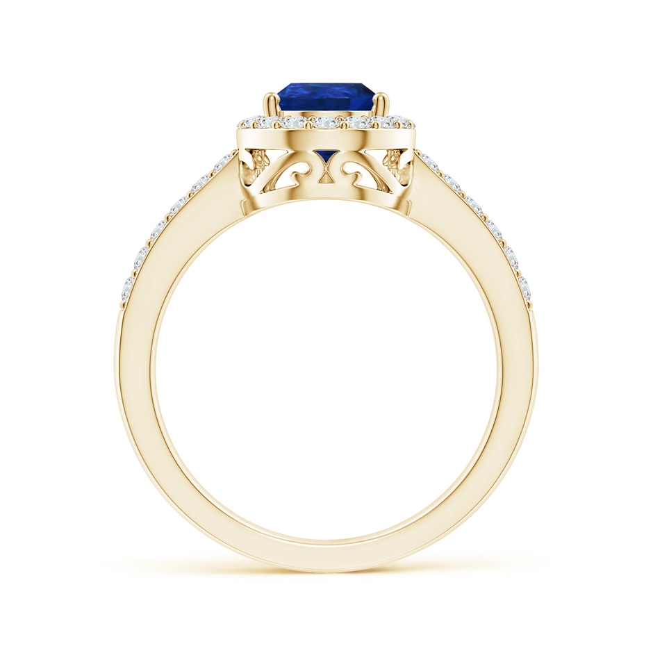 9x6mm AAA Pear Sapphire Ring with Diamond Halo in Yellow Gold side 199