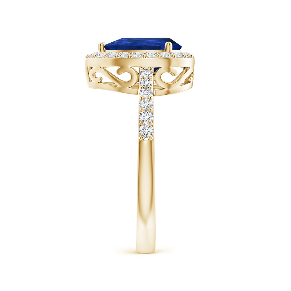 9x6mm AAA Pear Sapphire Ring with Diamond Halo in Yellow Gold side 299