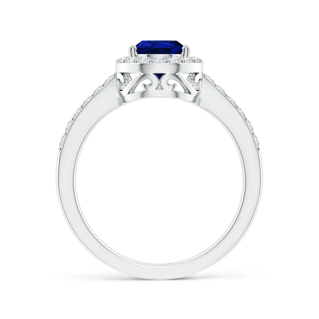 9x6mm AAAA Pear Sapphire Ring with Diamond Halo in P950 Platinum - side 199