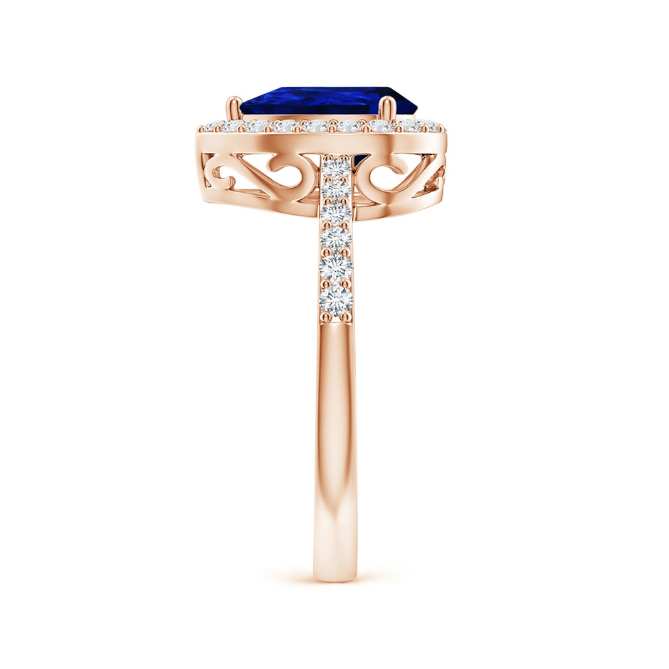 9x6mm AAAA Pear Sapphire Ring with Diamond Halo in Rose Gold side 299