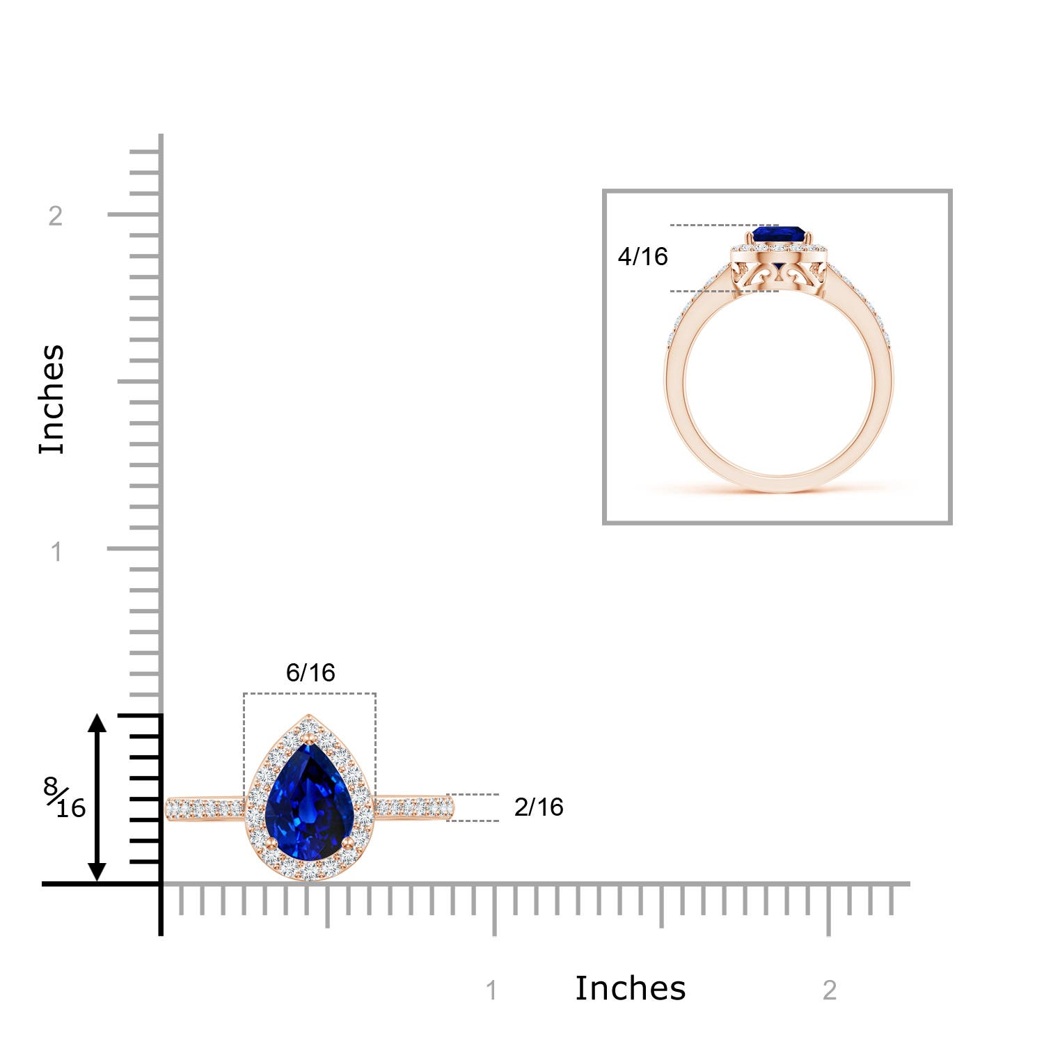 AAAA - Blue Sapphire / 1.88 CT / 14 KT Rose Gold