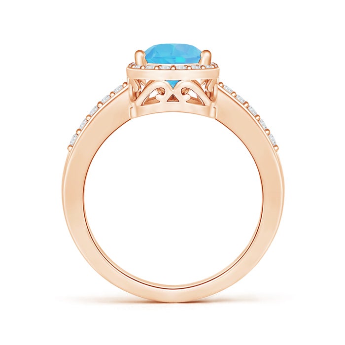 Pear Swiss Blue Topaz Ring with Diamond Halo