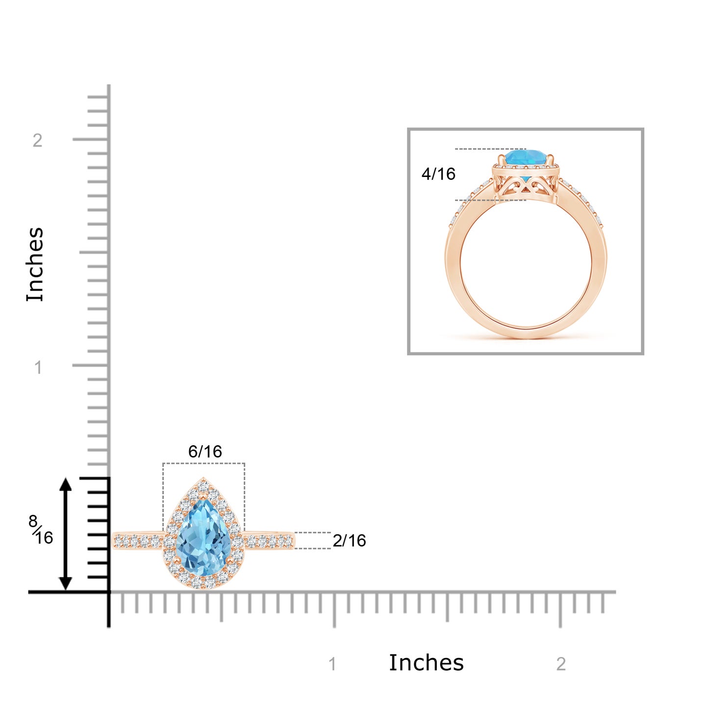 Pear Swiss Blue Topaz Ring with Diamond Halo