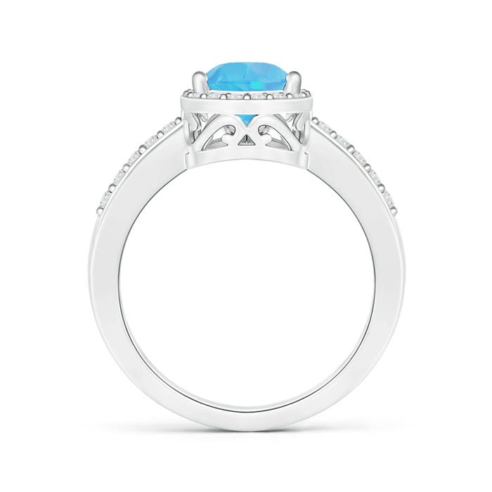 A - Swiss Blue Topaz / 2.01 CT / 14 KT White Gold