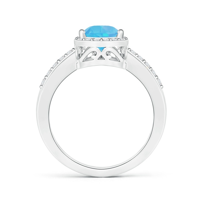 9x6mm A Pear Swiss Blue Topaz Ring with Diamond Halo in White Gold product image