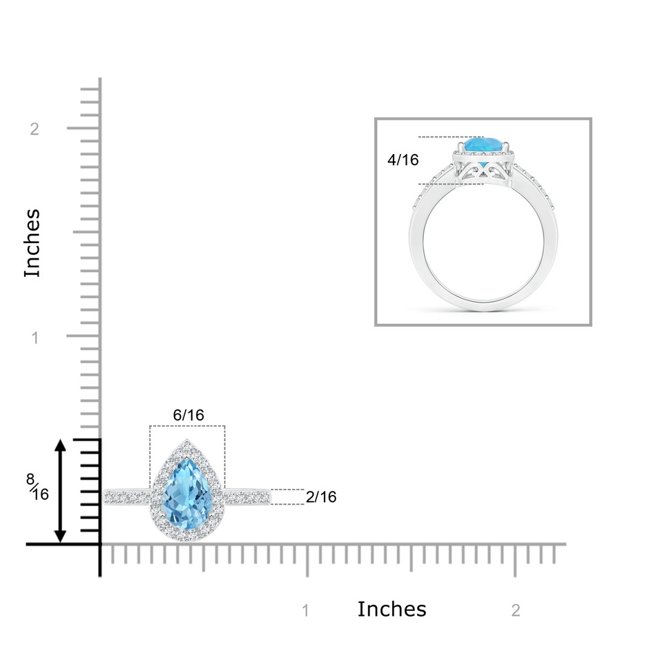 9x6mm A Pear Swiss Blue Topaz Ring with Diamond Halo in White Gold product image