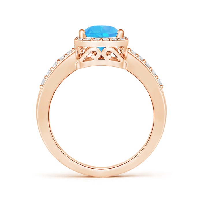 9x6mm AA Pear Swiss Blue Topaz Ring with Diamond Halo in 10K Rose Gold Product Image