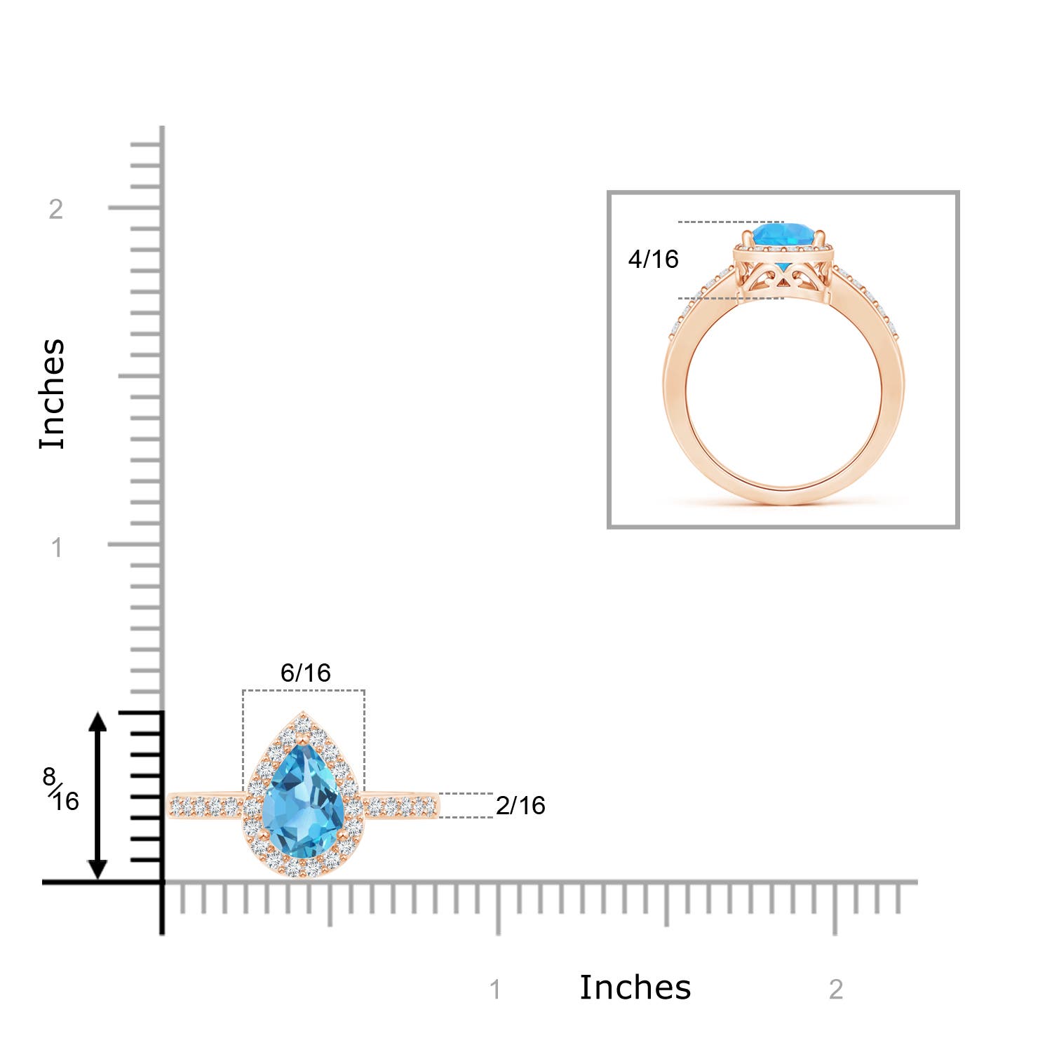 AA - Swiss Blue Topaz / 2.01 CT / 14 KT Rose Gold