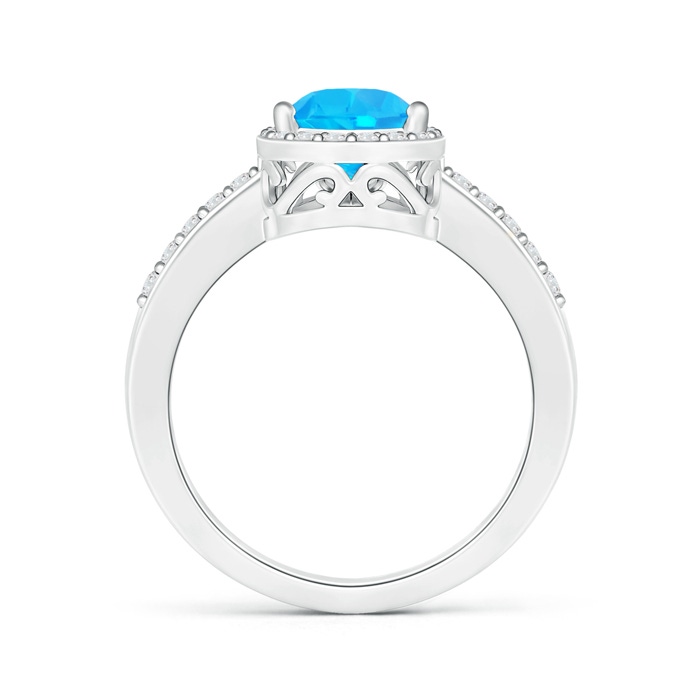 9x6mm AAA Pear Swiss Blue Topaz Ring with Diamond Halo in White Gold product image