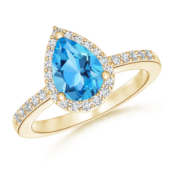 AAA - Swiss Blue Topaz / 2.01 CT / 14 KT Yellow Gold