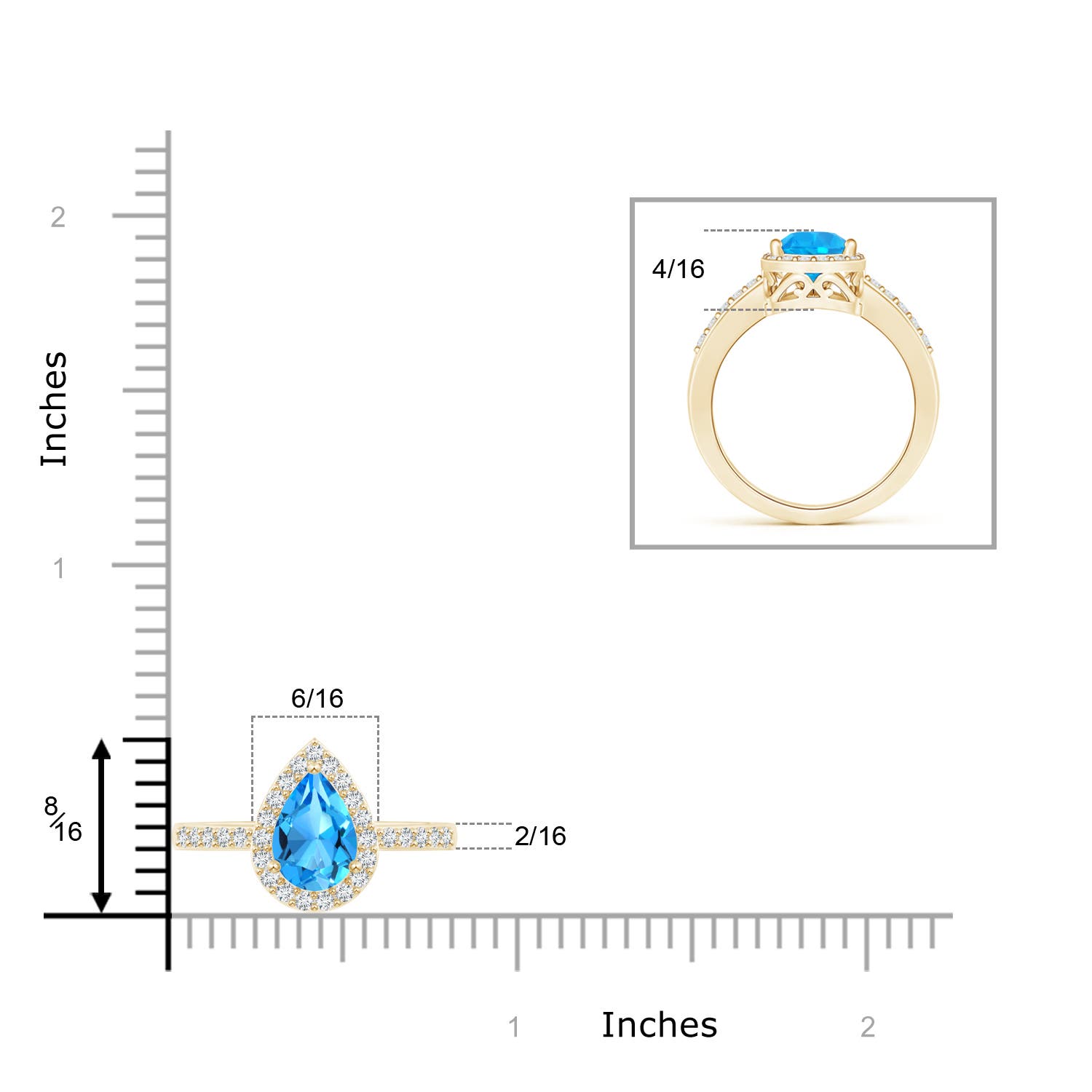 AAAA - Swiss Blue Topaz / 2.01 CT / 14 KT Yellow Gold