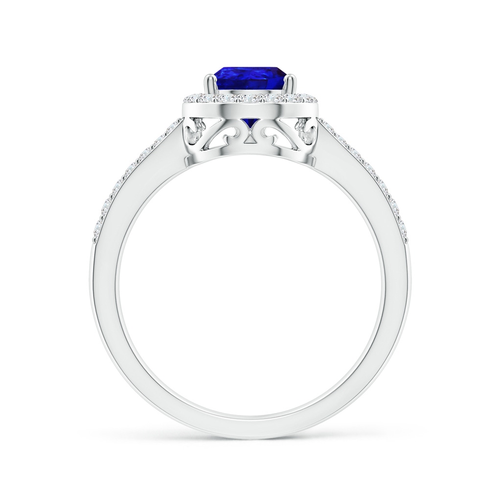 8x6mm AAAA Pear Tanzanite Ring with Diamond Halo in White Gold Side-1