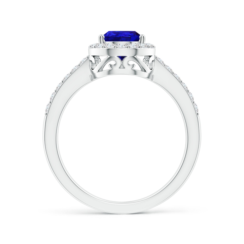 9x6mm AAAA Prong-Set Pear Tanzanite Ring with Diamond Halo in 18K White Gold - side 199
