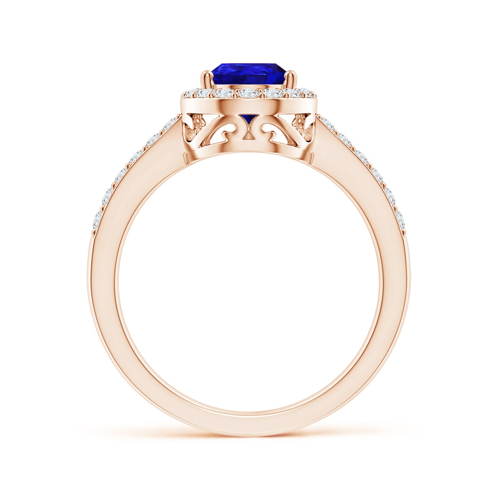 9x6mm AAAA Pear Tanzanite Ring with Diamond Halo in Rose Gold Side-1