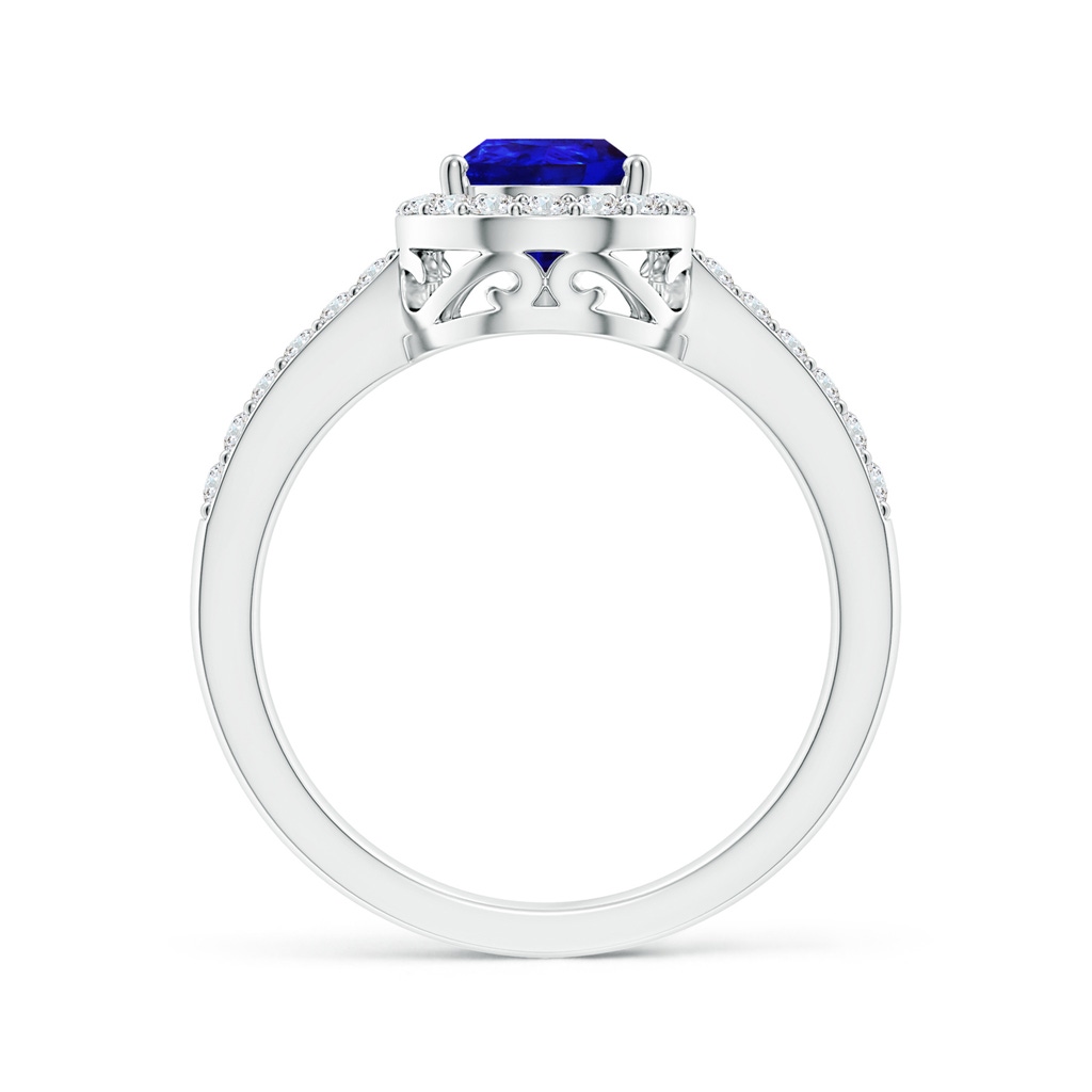 9x6mm AAAA Pear Tanzanite Ring with Diamond Halo in White Gold Side-1