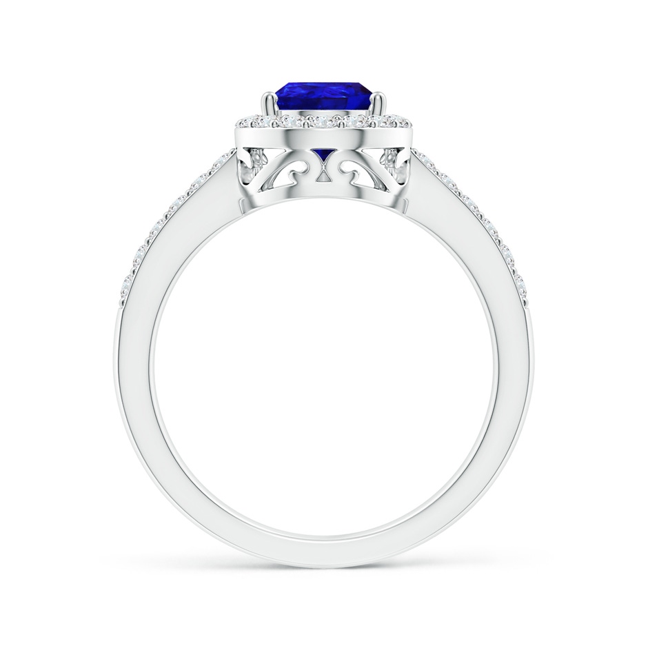 9x6mm AAAA Pear Tanzanite Ring with Diamond Halo in White Gold Side-1