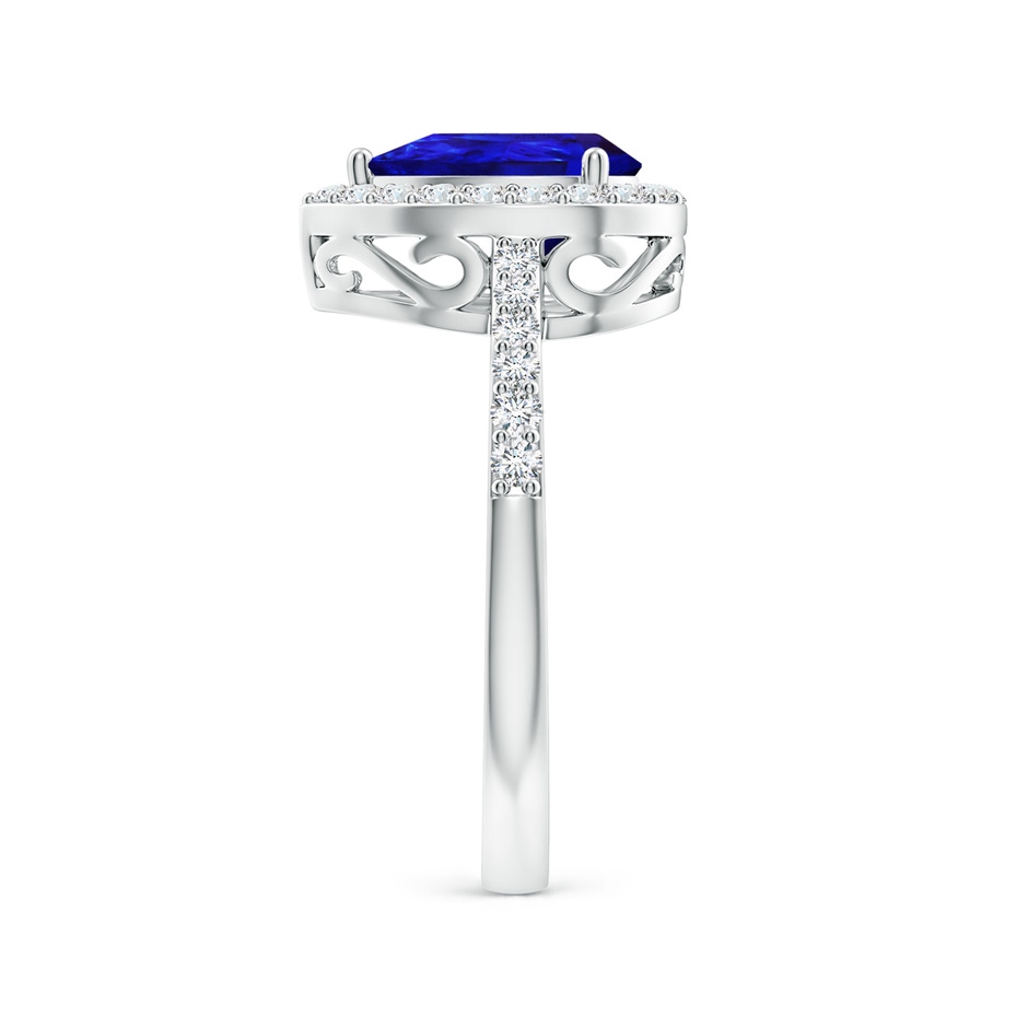 9x6mm AAAA Prong-Set Pear Tanzanite Ring with Diamond Halo in White Gold side 299