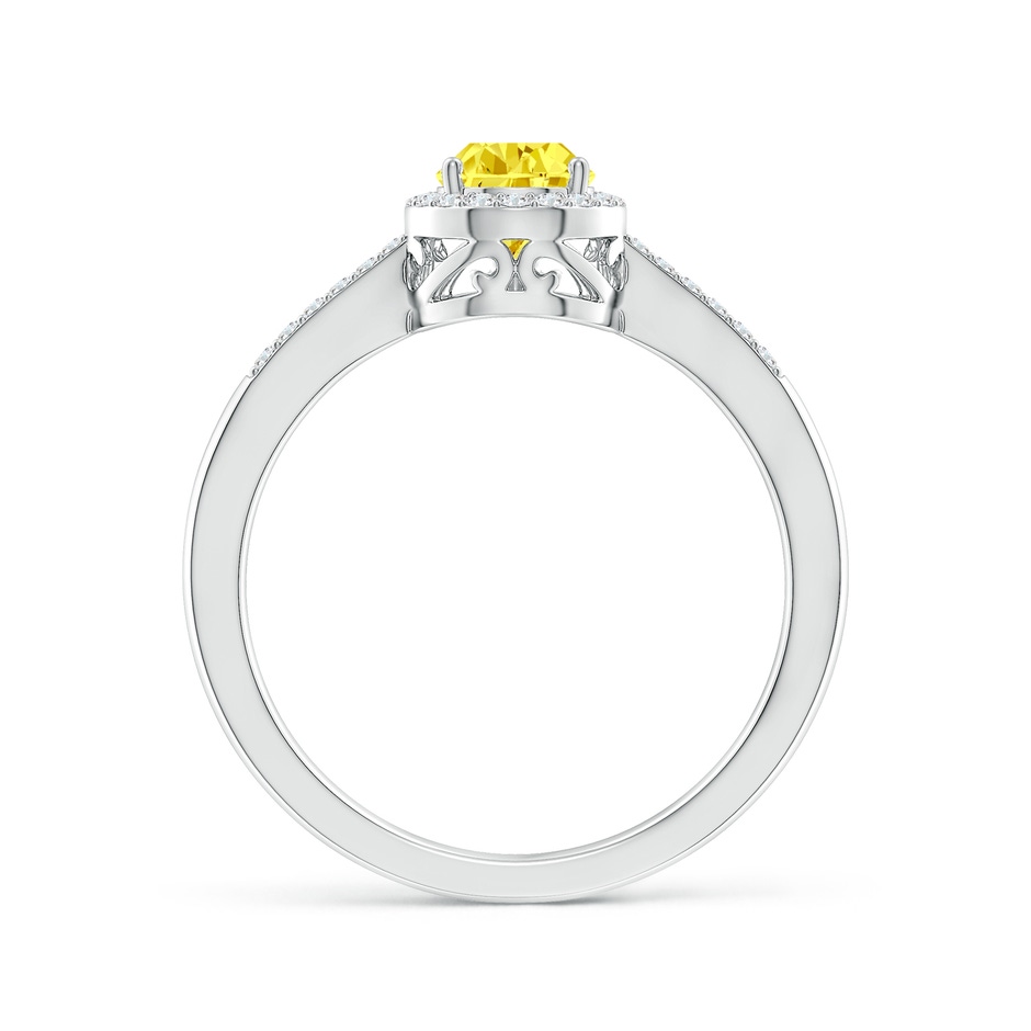 7x5mm AAAA Pear Fancy Intense Yellow Diamond Ring with Halo in P950 Platinum side 199