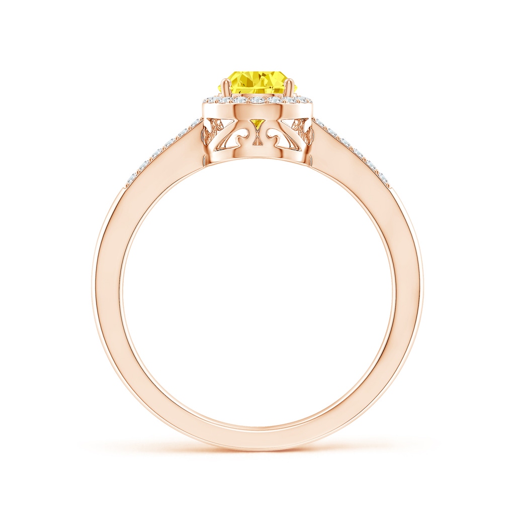 7x5mm AAAA Pear Fancy Intense Yellow Diamond Ring with Halo in Rose Gold - side 199